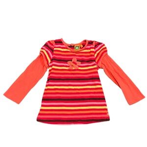 90’s/Y2K Gagou Tagou Double Layered Striped Puff Sleeve T-Shirt